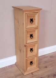 Mercers Furniture Corona 4X1 Cd Unit 4 Drawer Storage Tower Solid Wood Pine Wooden With Mexican Styling - thumbnail 5