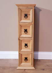 Mercers Furniture Corona 4X1 Cd Unit 4 Drawer Storage Tower Solid Wood Pine Wooden With Mexican Styling - thumbnail 4