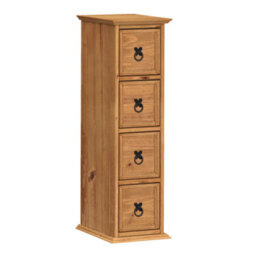 Mercers Furniture Corona 4X1 Cd Unit 4 Drawer Storage Tower Solid Wood Pine Wooden With Mexican Styling - thumbnail 3