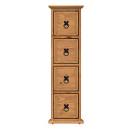 Mercers Furniture Corona 4X1 Cd Unit 4 Drawer Storage Tower Solid Wood Pine Wooden With Mexican Styling - thumbnail 2