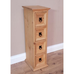 Mercers Furniture Corona 4X1 Cd Unit 4 Drawer Storage Tower Solid Wood Pine Wooden With Mexican Styling - thumbnail 1