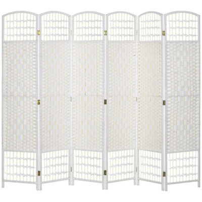6 Panel Folding Room Divider, Freestanding Privacy Screen, White - image 1