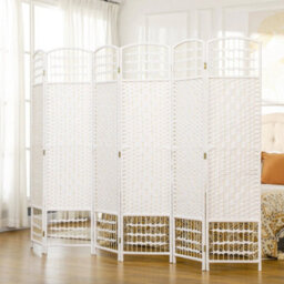 6 Panel Folding Room Divider, Freestanding Privacy Screen, White - thumbnail 2