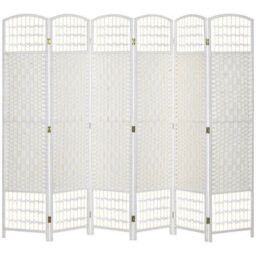 6 Panel Folding Room Divider, Freestanding Privacy Screen, White - thumbnail 1