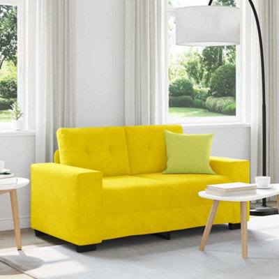 Vidaxl Loveseat Sofa With Cushion Yellow Velvet - image 1