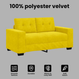 Vidaxl Loveseat Sofa With Cushion Yellow Velvet - thumbnail 7