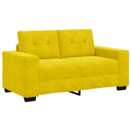 Vidaxl Loveseat Sofa With Cushion Yellow Velvet - thumbnail 2