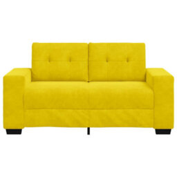Vidaxl Loveseat Sofa With Cushion Yellow Velvet - thumbnail 4