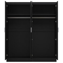 Reflect 2X 2 Door Plain Wardrobe Bundle - Black Gloss & Black Oak - Rails & Shelves - H: 180Cm X W: 152Cm - Modern Sleek Design - thumbnail 7