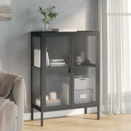 Berkfield Modern Sideboard Black 75X35X105 Cm Glass And Steel - thumbnail 2