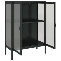 Berkfield Modern Sideboard Black 75X35X105 Cm Glass And Steel - thumbnail 8