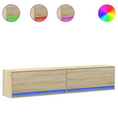 Berkfield Durable Tv Wall Cabinet With Led Sonoma Oak 180X31X38 Cm - image 1