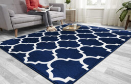 Ameha Modern Living Room Drawing Room Large Area Carpet 160X230 Cm Non Slip Geometric Ava Navy Printed Rug - thumbnail 3