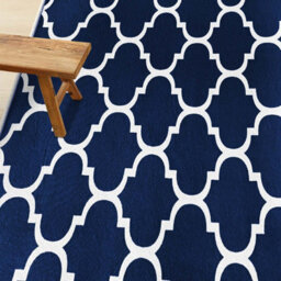 Ameha Modern Living Room Drawing Room Large Area Carpet 160X230 Cm Non Slip Geometric Ava Navy Printed Rug - thumbnail 6