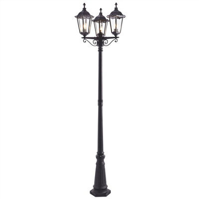 Luminosa Lighting Luminosa Burford 3 Light Outdoor Floor Lamp Matt Black Paint, Glass Ip44, E27