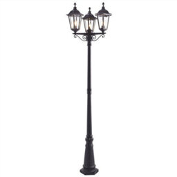 Luminosa Lighting Luminosa Burford 3 Light Outdoor Floor Lamp Matt Black Paint, Glass Ip44, E27