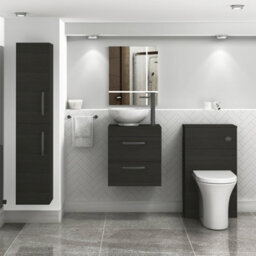 Royal Bathrooms 500mm Wall Hung Vanity Unit 2 Drawer Hale Black & Breeze Countertop Basin With Matt Black Handle - thumbnail 2