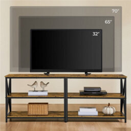 Yaheetech 3-Layer Shelved Tv Stand Up To 70 Inch Rustic Brown