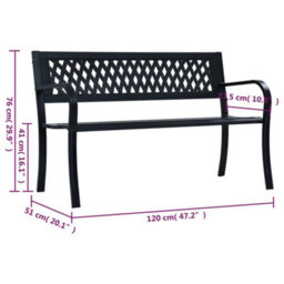 Berkfield Garden Bench Black 120 Cm Steel - thumbnail 8