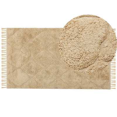 Beliani Rug Sanliurfa Sand Beige 80 X 150 Cm Cotton - image 1