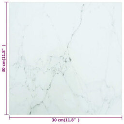 Berkfield Table Top White 30X30 Cm 6 mm Tempered Glass With Marble Design - thumbnail 5