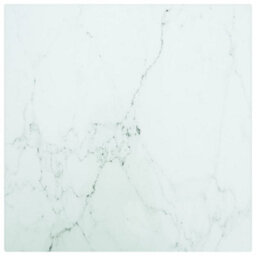 Berkfield Table Top White 30X30 Cm 6 mm Tempered Glass With Marble Design - thumbnail 1