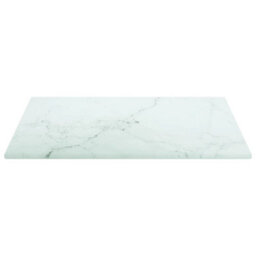 Berkfield Table Top White 30X30 Cm 6 mm Tempered Glass With Marble Design - thumbnail 3
