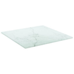 Berkfield Table Top White 30X30 Cm 6 mm Tempered Glass With Marble Design - thumbnail 2