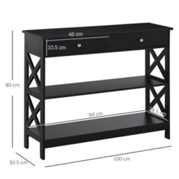 Wyld Haus Kafa 100Cm Black X-Frame Console Table With 2 Drawers And 2 Shelves - thumbnail 3