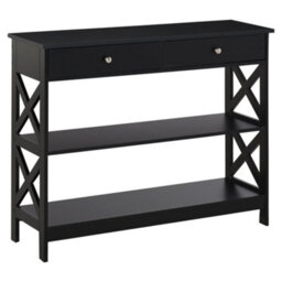 Wyld Haus Kafa 100Cm Black X-Frame Console Table With 2 Drawers And 2 Shelves - thumbnail 2