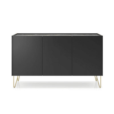 Arte Elegant Harmony Sideboard Cabinet H830mm W1440mm D370mm In Black & Black Marble - Sophisticated Storage For Modern Living - image 1