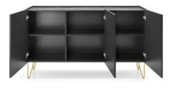 Arte Elegant Harmony Sideboard Cabinet H830mm W1440mm D370mm In Black & Black Marble - Sophisticated Storage For Modern Living - thumbnail 2