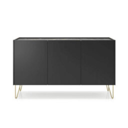 Arte Elegant Harmony Sideboard Cabinet H830mm W1440mm D370mm In Black & Black Marble - Sophisticated Storage For Modern Living - thumbnail 1