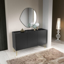 Arte Elegant Harmony Sideboard Cabinet H830mm W1440mm D370mm In Black & Black Marble - Sophisticated Storage For Modern Living - thumbnail 4