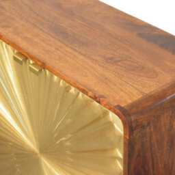 Artisan Furniture Solid Wood Avora Brass Embossed 2 Door Chestnut Cabinet - thumbnail 6