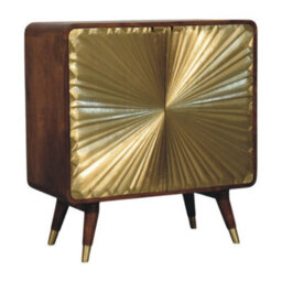 Artisan Furniture Solid Wood Avora Brass Embossed 2 Door Chestnut Cabinet - thumbnail 4