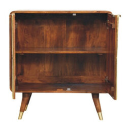 Artisan Furniture Solid Wood Avora Brass Embossed 2 Door Chestnut Cabinet - thumbnail 7