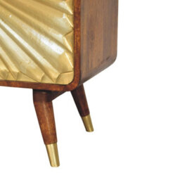 Artisan Furniture Solid Wood Avora Brass Embossed 2 Door Chestnut Cabinet - thumbnail 8
