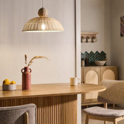Wyld And Coco Rattannest Pendant Lamp Large - Handwoven Natural Dome Ceiling Light, W45 X D45 X H110Cm - thumbnail 2