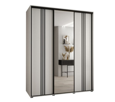 Arte Elegant White Cannes Vii Sliding Wardrobe H2050mm W1900mm D600mm With Custom Black Steel Handles - image 1