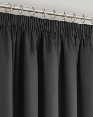 Velosso Triple Weave Blackout Curtains - Thermal Header Tape Top Design - Black