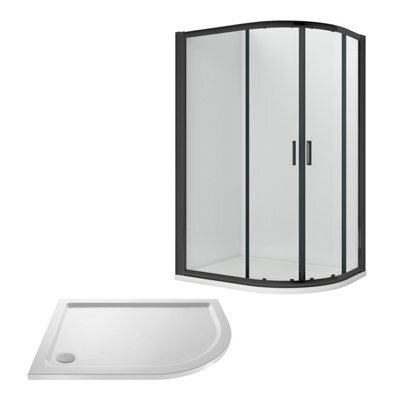 Balterley Almington Shower Enclosure Bundle: Offset Right Hand Quadrant & Slimline Tray, 1200 X 800 mm Black/white - image 1
