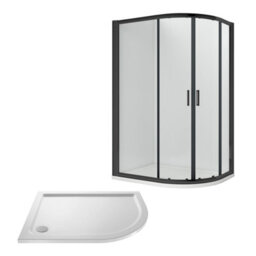 Balterley Almington Shower Enclosure Bundle: Offset Right Hand Quadrant & Slimline Tray, 1200 X 800 mm Black/white - thumbnail 1