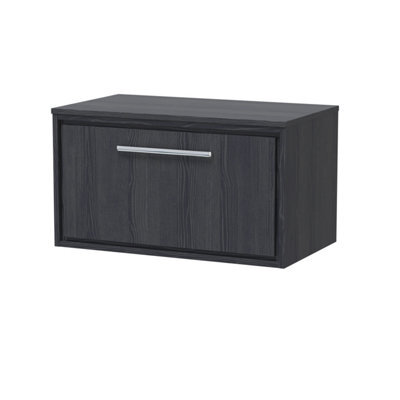 Hudson Reed Lille Wall Hung 1 Drawer Countertop Vanity Unit & Worktop, Graphite Woodgrain Finish, 805 X 460 mm - image 1