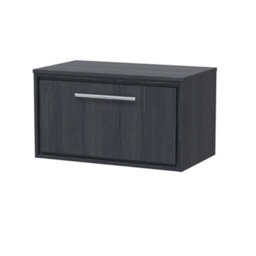 Hudson Reed Lille Wall Hung 1 Drawer Countertop Vanity Unit & Worktop, Graphite Woodgrain Finish, 805 X 460 mm - thumbnail 1
