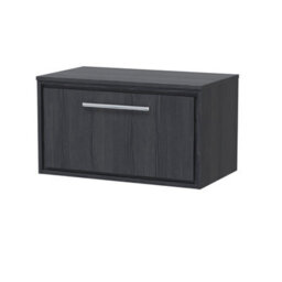 Hudson Reed Lille Wall Hung 1 Drawer Countertop Vanity Unit & Worktop, Graphite Woodgrain Finish, 805 X 460 mm - thumbnail 2