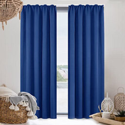 Deconovo Pencil Pleat Curtains Blackout Curtains Thermal Insulated Curtains For Living Room W55 X L63 Inch Royal Blue One Pair - thumbnail 3