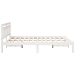 Berkfield Modern With Headboard White Solid Pine Wood - thumbnail 6