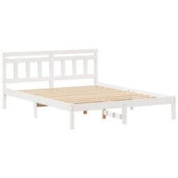 Berkfield Modern With Headboard White Solid Pine Wood - thumbnail 1