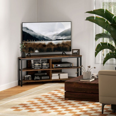 "Homcom 50"" Tv Stand Cabinet, Tv Unit With Storage Shelves, Rustic Brown" - image 1
